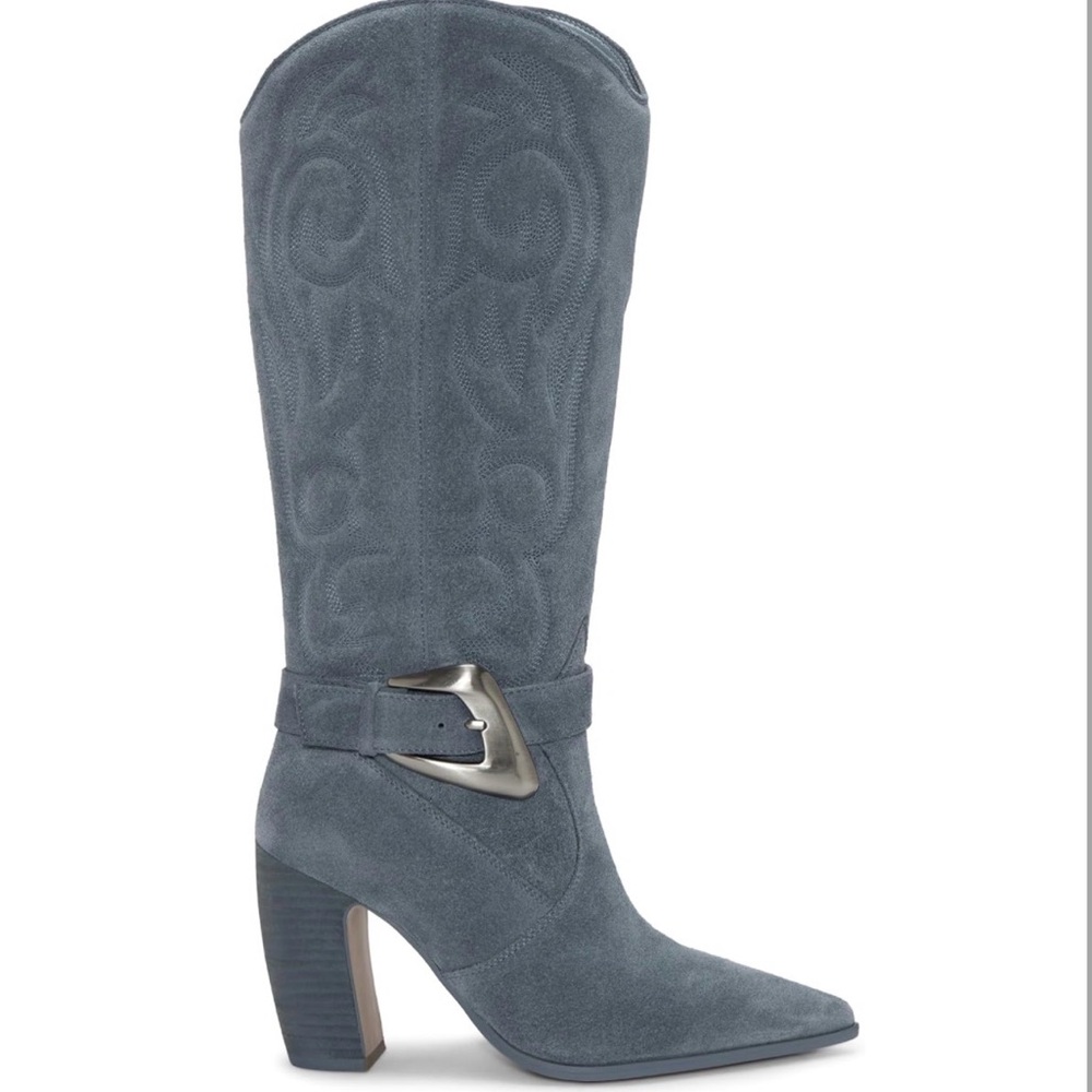 New Vince Camuto Blue Suede Boots -western blue - Picture 2 of 13